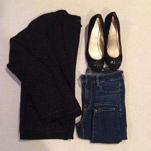 Ann Taylor | EUC Black Metallic Cardi M